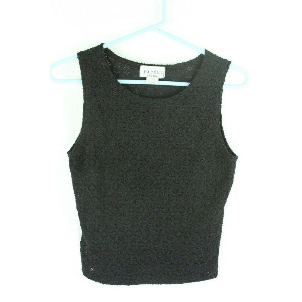 Papell Studio Black Lace Top